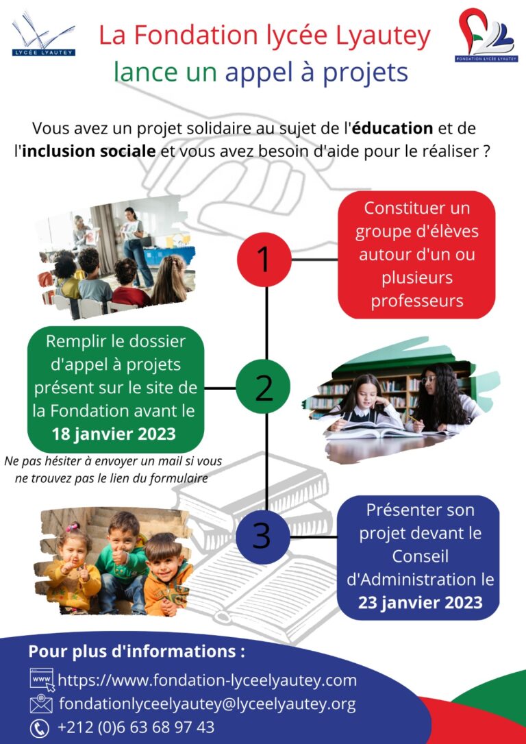 Appel à projets Fondation Lycée Lyautey Appel à projets Fondation Lycée Lyautey